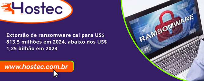 Extorsão de ransomware cai para US$ 813,5 milhões em 2024, abaixo dos US$ 1,25 bilhão em 2023